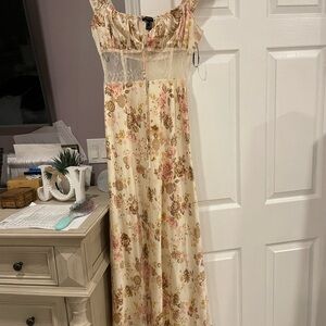 Forever 21 Floral Maxi Dress - Cream and Pink